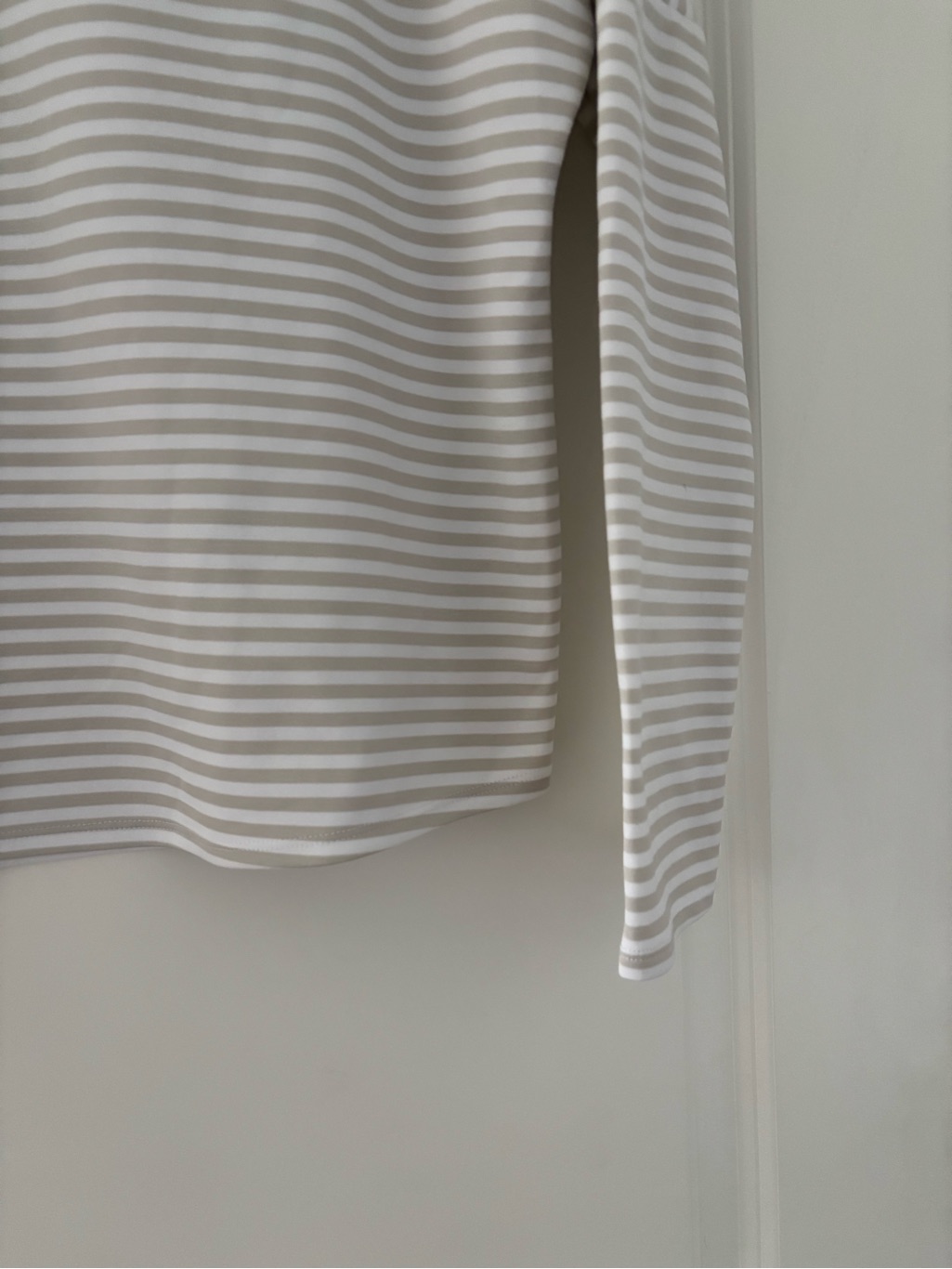 Oiselle One Mile Striped Turtleneck Pullover Top Neutral Running Drop Shoulder — image 4 of 8